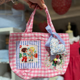 Borsa LAB vichy rosa e bianco patchwork