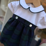 Pagliaccetto colletto tondo e bloomers tartan blackwatch PGF6 Mariella Ferrari