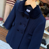 Cappotto doppio petto in lana blu con imbottitura interna Ancar