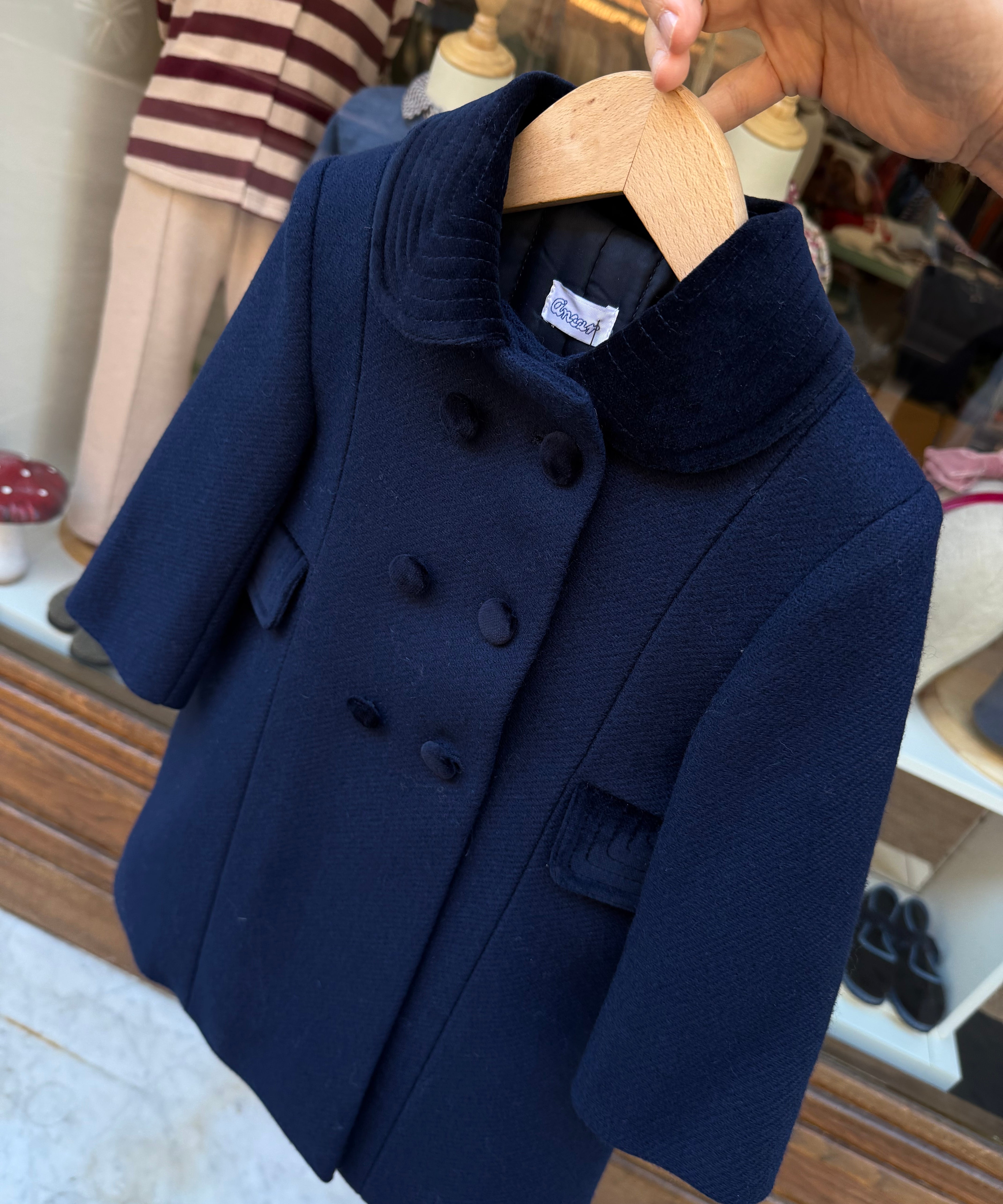 Cappotto doppio petto in lana blu con imbottitura interna Ancar