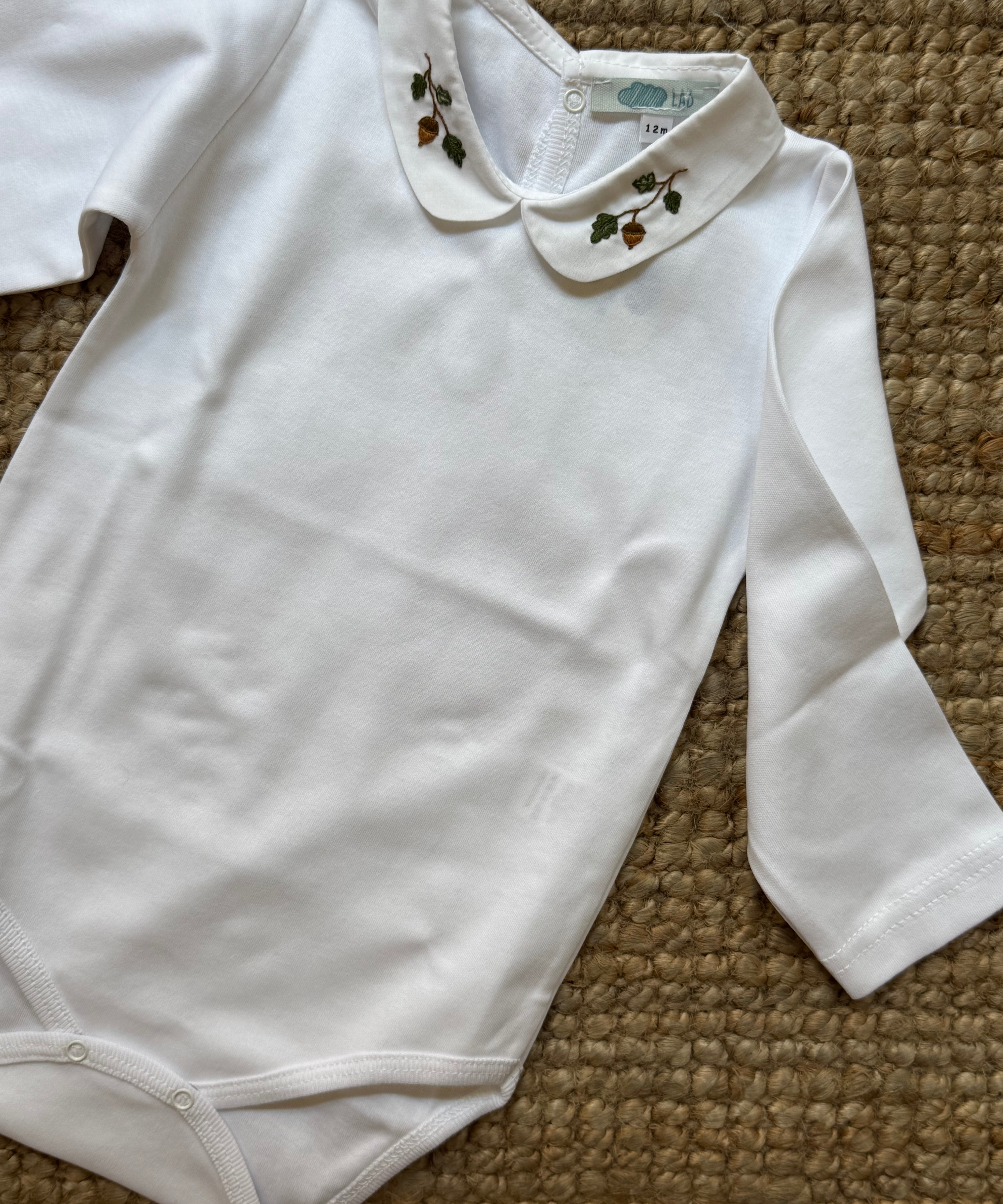 Body LAB newborn colletto ricamato tralcio ghiande