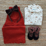 Camicetta LAB Clizia bosco con colletto petalo a manica lunga