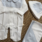 Tutina dettagli righe bianco e azzurro OTC53B Baby Gi