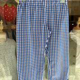 Pantalone pinocchietto Sandra LAB vichy bianco e blu con maxi serpentina in blu