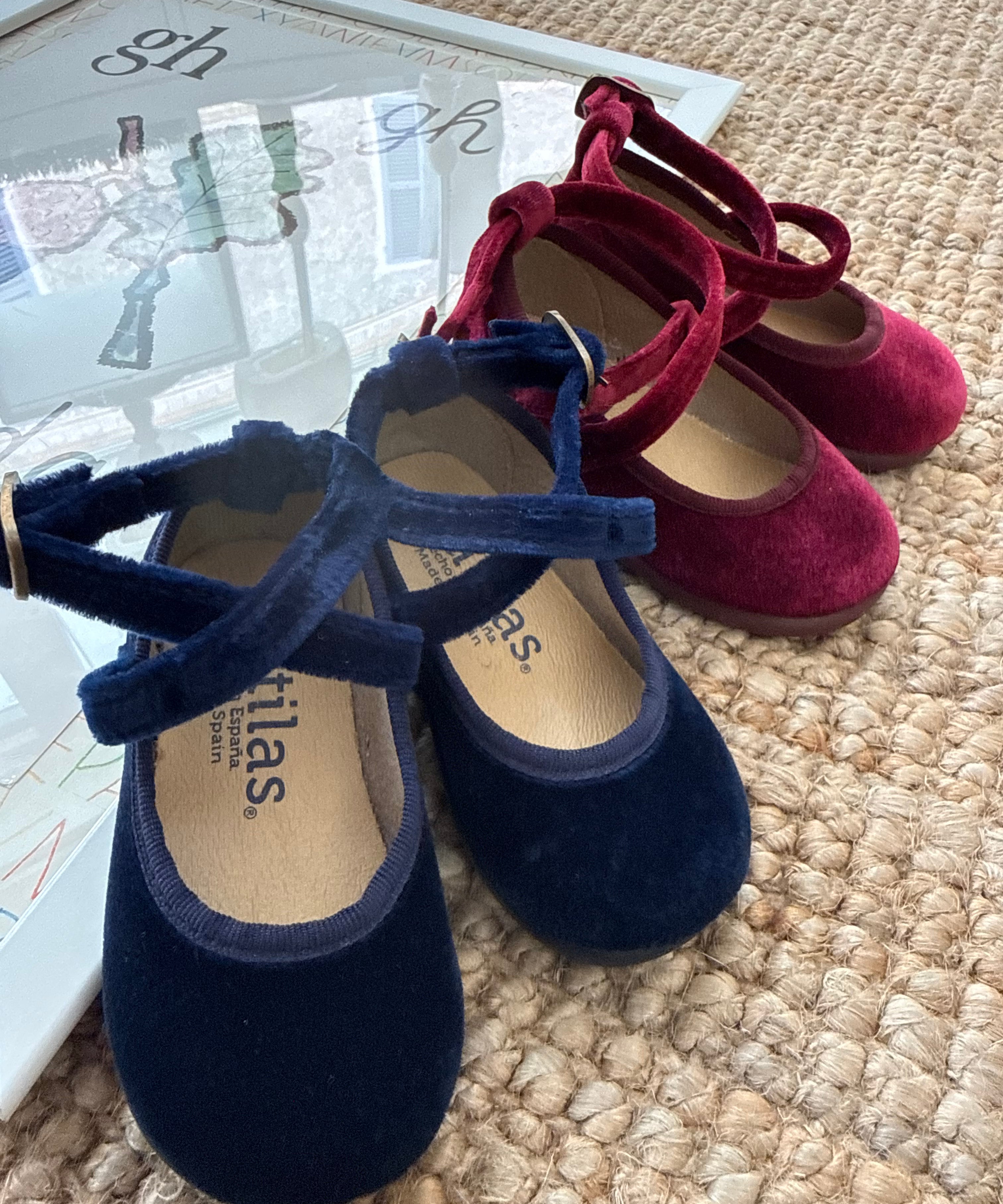Ballerine in velluto bordeaux con laccetto incrociato Batilas 105051