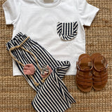 Completo t-shirt e pantalone righe blu e bianco Time to Bloom 133508 133503