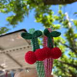 Cerchietto LAB ciliegie crochet base vichy