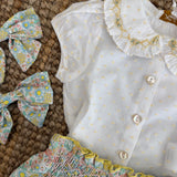 Camicetta plumetis bianco e giallo Lorena Kidiwi 36192