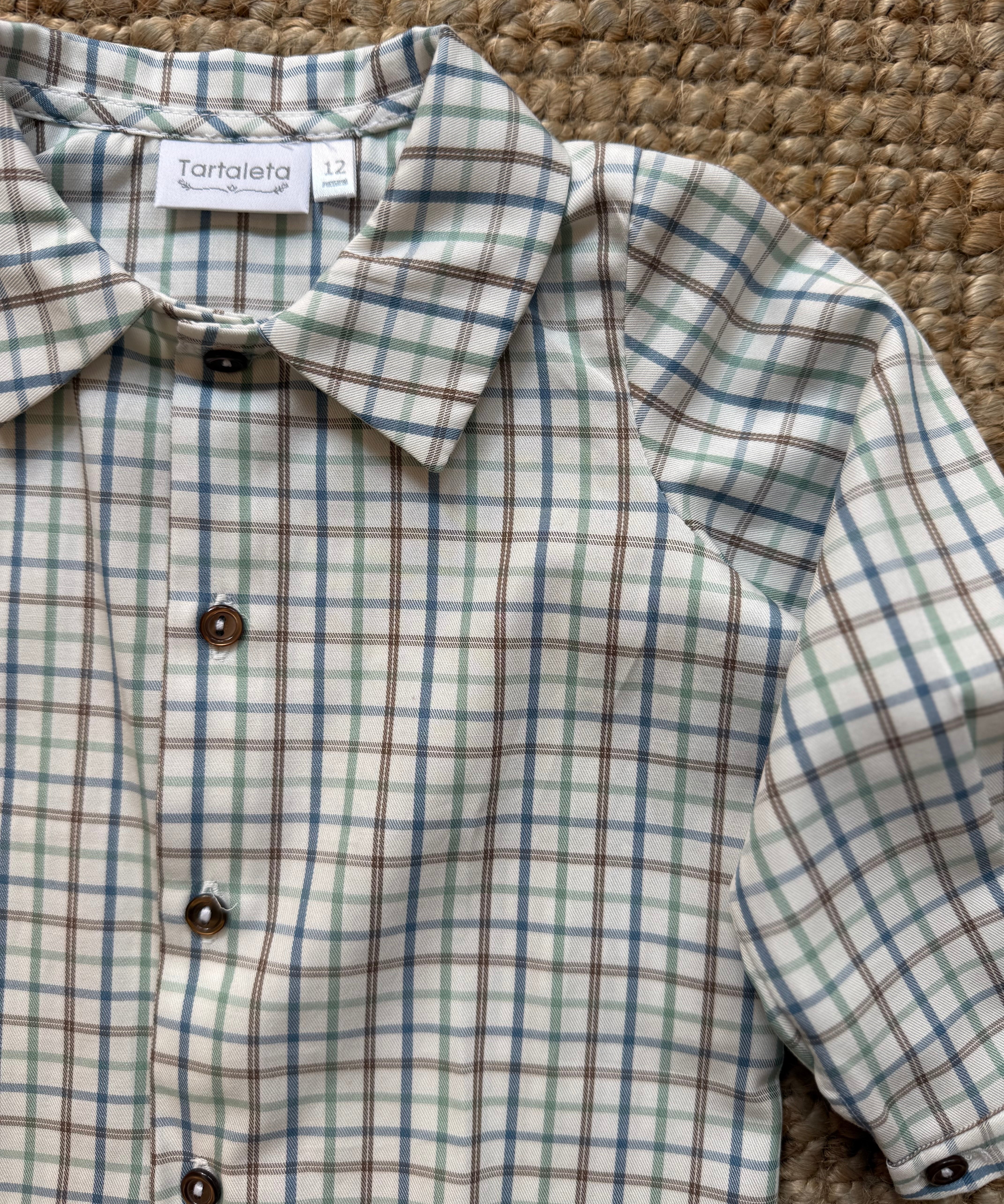 Camicia quadro verde e azzurro B9988 Tartaleta