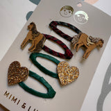 Pack mollette clips cavalli e cuori glitter Mimi & Lula
