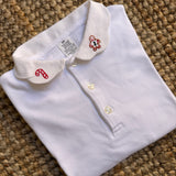 Polo LAB colletto petalo e ricamo natalizio