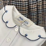 Polo con colletto ricamato a mano profili blu Malvi F26M026CAJJ