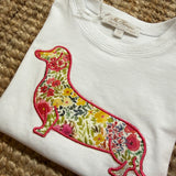 T-shirt patch bassotto fiorellini Mariella Ferrari TSN12