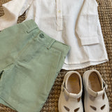 Camicia coreana manica lunga bianco B8985