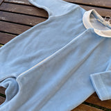 Tutina in ciniglia azzurro con colletto rotondo BG530