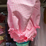 Costume LAB intero in cotone vichy e fiocchi fiorellini