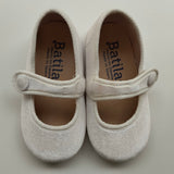 Scarpe ballerine in velluto panna con bottone 17351