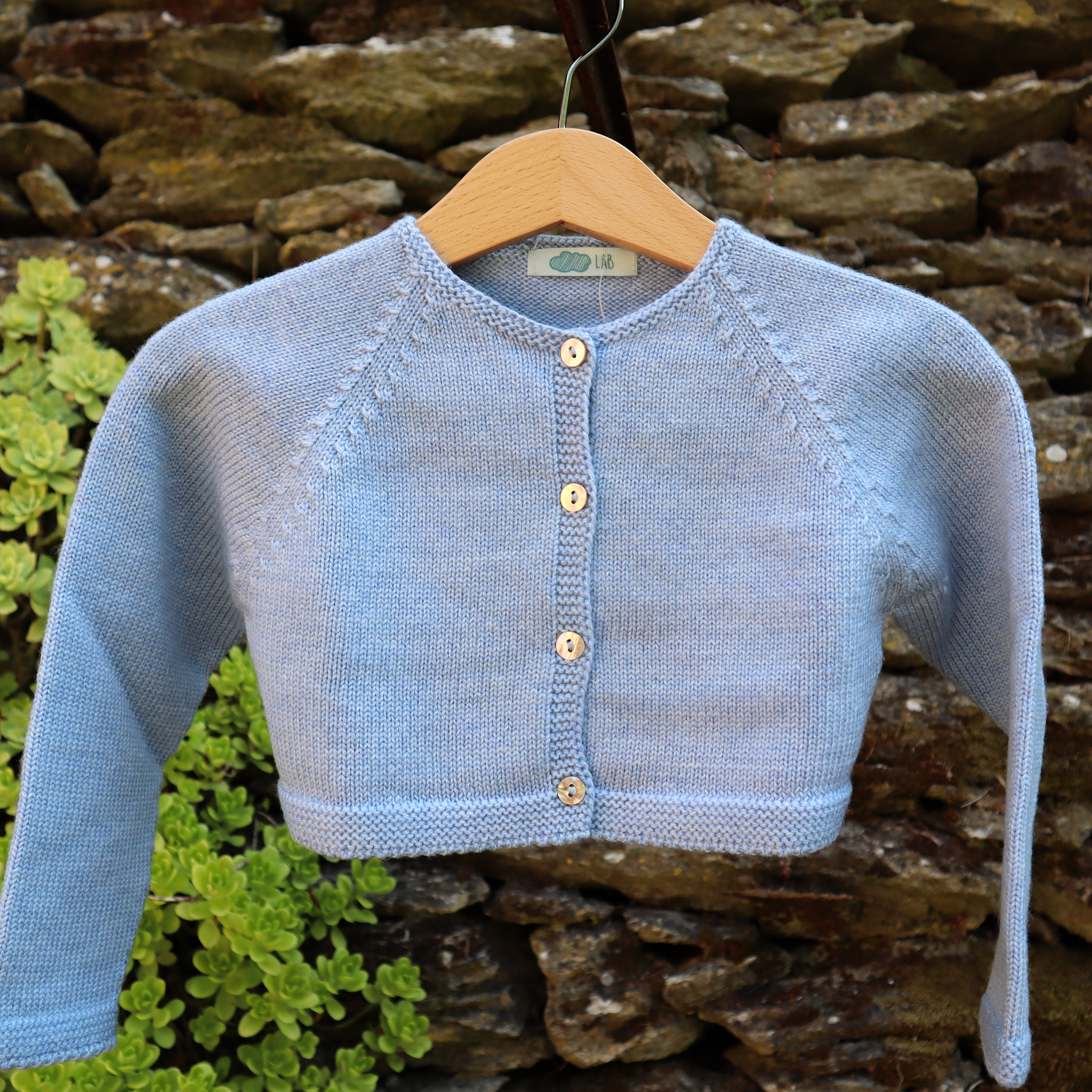 Cardigan girocollo corto azzurro Mi Lucero x LA NUVOLA LAB 25293