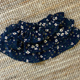 Gonna balze LAB velluto a costine stampa fiori base blu