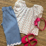 Pantalone pinocchietto Sandra LAB vichy bianco e blu con maxi serpentina