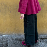 Pantalone modello palazzo velluto verde a coste La Mascot 542103362