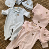 Tutina in ciniglia rosa con orsetto BEAR53 BabyGi