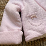 Giacchino newborn trapuntato rosa con cappuccio DBI25802