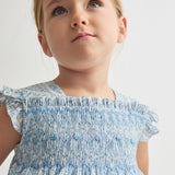 Abito Hiedra fantasia fiorellini azzurro ricamo smock Tartaleta B8021