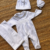 Set nascita in cotone celeste DBI25S02
