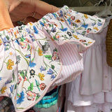 Costume LAB slip in cotone righine rosa e bianco con cappe fiorellini
