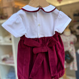 Pagliaccetto colletto tondo e bloomers in velluto liscio bordeaux PGF6 Mariella Ferrari