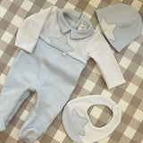 Tutina bianco e azzurro con stella DBI25116