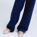 Pantalone Compania Fantastica in maglia blu micropois rosa 10301
