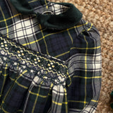 Abito tartan con ricamo punto smock manica lunga Malvi FCCI150VELRR