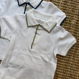 Polo in piquè bianco profilata dettagli blu La Mascot 55/1208012