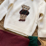 Maglione in pura lana latte orso ricamato La Mascot 561403188