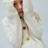 Cardigan latte con bottoni multicolor 10253 Compania Fantastica