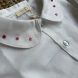 Camicetta colletto tondo ricamato a mano rosa BG87G BabyGi