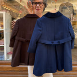 Cappotto doppio petto in lana blu con imbottitura interna Ancar