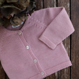 Pink crewneck cardigan newborn Mi Lucero x LA NUVOLA LAB I24064