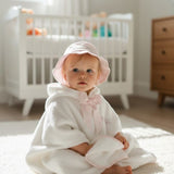 Accappatoio poncho spugna dettaglio vichy rosa e bianco Baby Gi