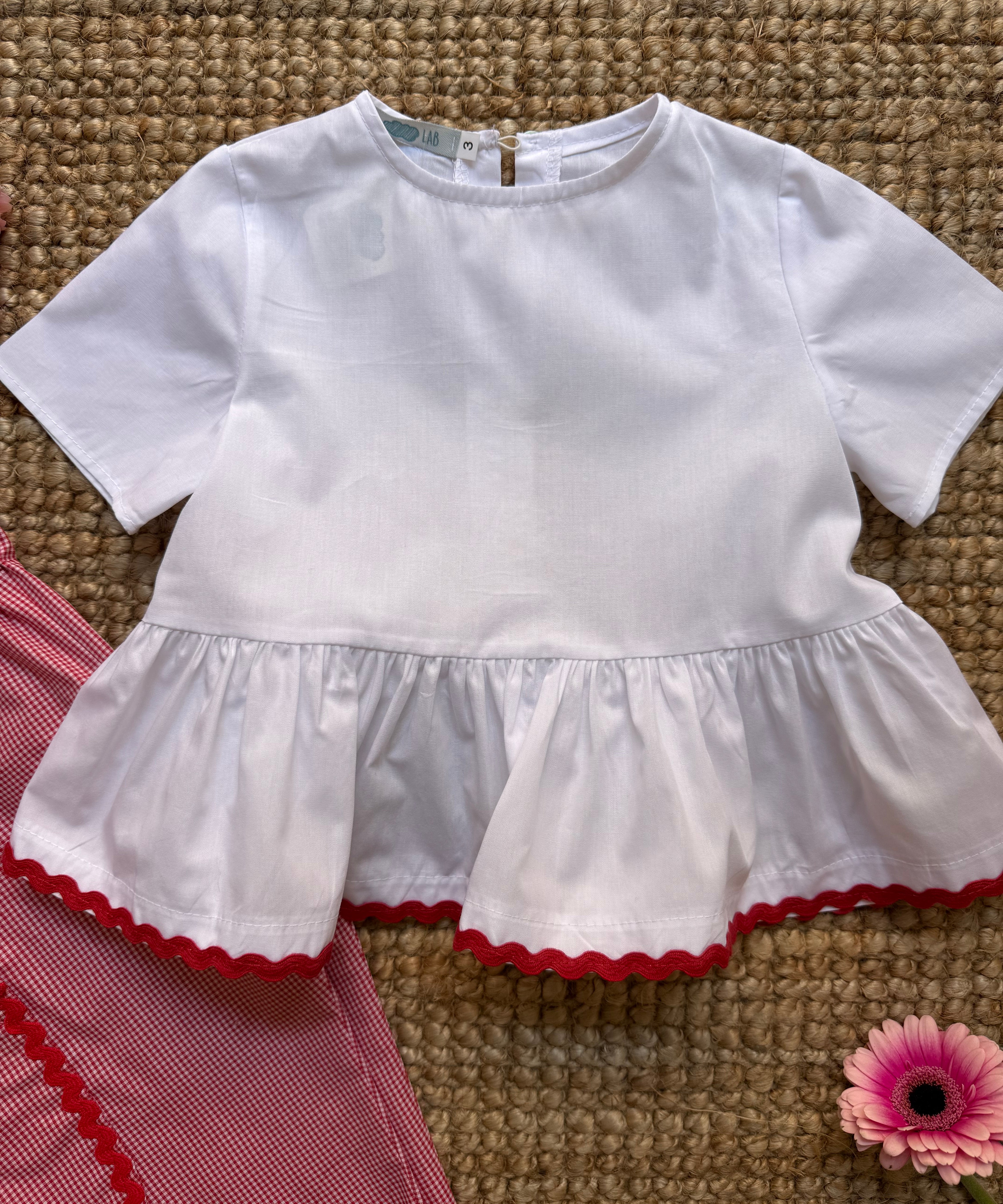 Camicetta Livia LAB bianco con serpentina rosso