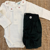 Body LAB Natale con colletto petalo ricamato con funghetti manica lunga