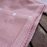 Pink crewneck cardigan newborn Mi Lucero x LA NUVOLA LAB I24064