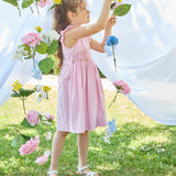 Abito ricamo smock percalle rosa Lolyne Kidiwi 36161