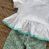 Completo LAB camicetta con serpentina e pantalone fiorellini con frill