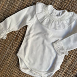 Body latte collo frill ricamo tono su tono Dr Kid DK108