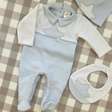 Bavaglino bianco e azzurro con stella DBI25B09