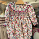 Pagliaccetto Anthea fantasia fiori con ricamo smock 37013 Kidiwi