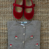 Cardigan tortora con ricamo a mano funghi Mi Lucero x LA NUVOLA LAB 24064